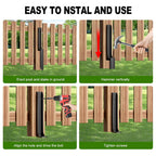 One-Piece Fence Post Repair Kit，Heavy Duty Steel Fence Post Anchor Ground Spike ，Quick Fix Broken/Leaning Wood Posts with，and Fixed Fence Posts（4-Pack）