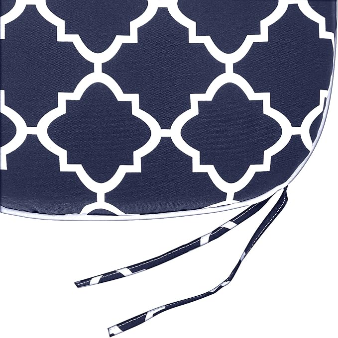 SleepMan Outdoor 17"x16" Chair Cushions with Ties Set of 2, Water Resistant All Weather U-Shape Seat Pads for Patio Garden Furniture Indoor (Set of 2, Blue Plaid)