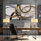 Large Framed Canvas Wall Art Gold Foil Prints Art Abstract Wall Pictures for Bedroom Dining Room Black Line Art 29"x 58" Gallery Wall Decor