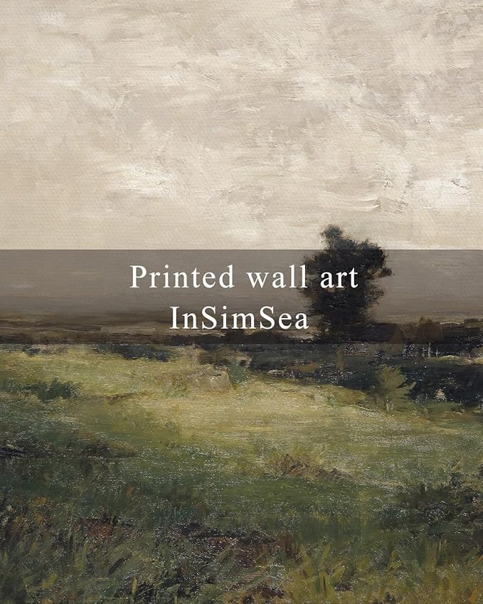 InSimSea Framed Canvas Wall Art Vintage Decor, Landscape Wall Art Room Decor, Large Classical Scenery Valley Grassland Paintings Wall Decor, Home Decor for Living Room Bedroom Office, 16"x24"