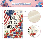 AVOIN colorlife 4th of July Patriotic Memorial Day Garden Flag 12x18 Inch Double Sided Outside, American Stars and Stripes God Bless America Floral Yard Outdoor Decoration
