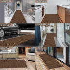 2' x 47' Runner Rugs with Rubber Backing, Indoor Outdoor Utility Carpet Runner Rugs, Checkered Brown, Can Be Used as Aisle for The RV and Boat, Laundry Room and Balcony