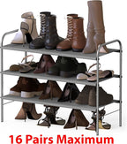 Simple Houseware 3-Tier Shoe Rack Storage Organizer, Grey – Space-Saving Shoe Shelf, Holds 9–16 Pairs, Sturdy Metal Frame, Easy Assembly – Closet, Entryway, Bedroom Shoe Storage Solution