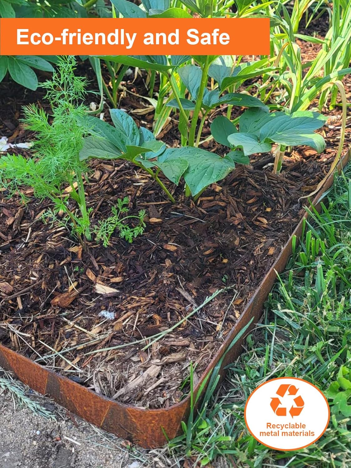 Vinci Landscape Edging Border, 40" L x 6" H 3Pack 10FT Total Rusted Corten Steel Garden Edging with Spikes, Sturdy Elegant Metal Lawn Broder for Flower Beds, Pathways, Paver Edges and Yard