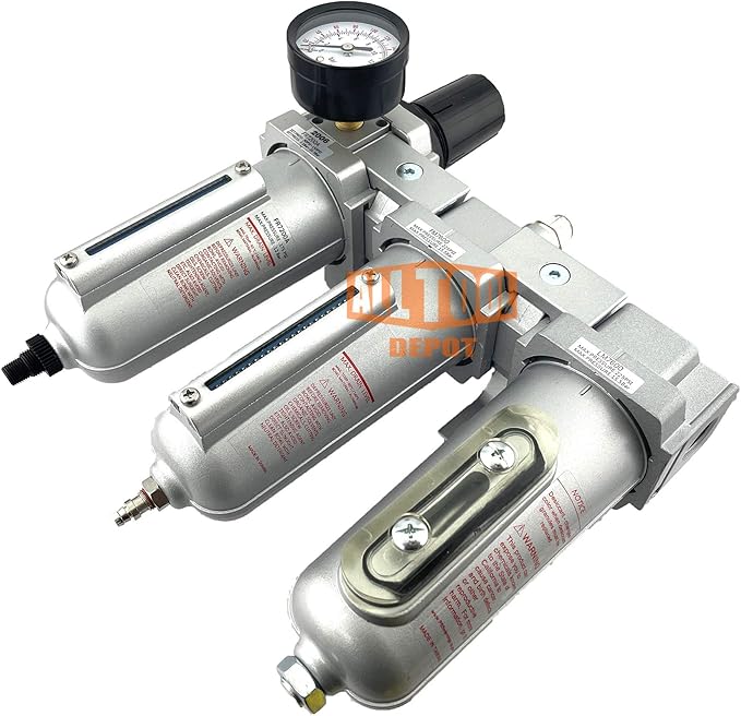 3/4" NPT HEAVY DUTY Industrial Grade Filter Regulator Coalescing Desiccant Dryer System For Compressed Air Lines, Metal Bowls, Great For Paint Spray And Plasma Cutter(AUTO DRAIN)
