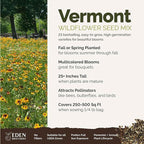 Eden Brothers Vermont Wildflower Mixed Seeds for Planting, 1/4 lb, 120,000+ Seeds with Cosmos, Cornflower | Attracts Pollinators, Plant in Spring or Fall, Zones
