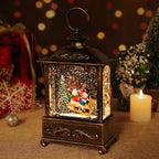 Christmas Snow Globe Lantern Christmas Decorations Water Glittering Lanterns with Music & Timer, USB Lined/Battery Operated Lighted Lantern for Christmas Festival Decoration Gifts (Skiing Snowman)