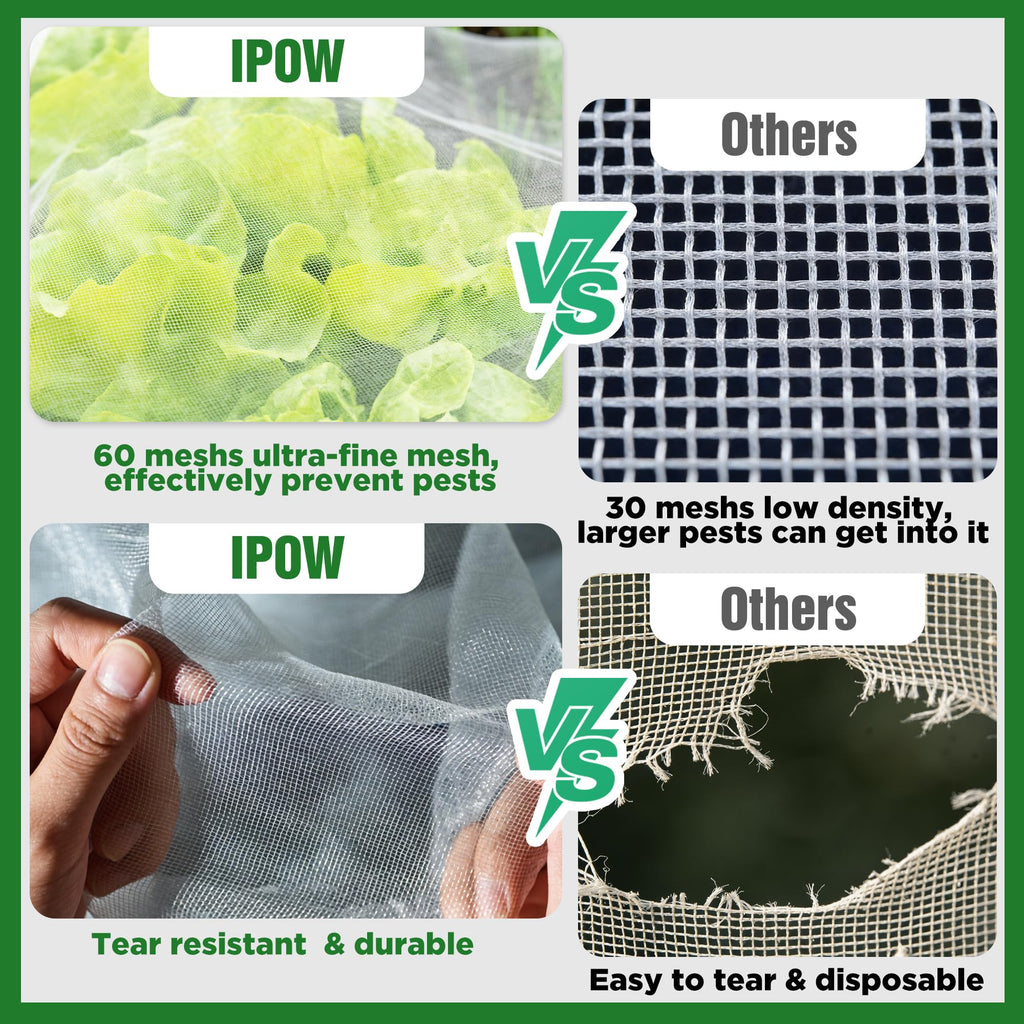 10 X 50FT Garden Mesh Netting Ultra Fine Mesh Netting Pest Barrier, Insect Bug Bird Netting for Vegetables Fruit Flower Garden Protection, Thickened 60 Mesh Row Covers Fabric Screen from Birds Bugs
