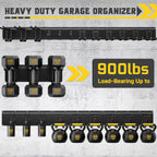 YZSFMZGE 64" Garage Wall Tool Organizer, 900 Lbs Heavy Duty Steel Garden Tool Storage Rack & Garage Organization for Yard, Shed, Garage - 12 Longer & Thicker Hooks + 2 Straps