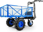 Landworks Utility Service Cart Wheelbarrow Power Wagon, Super Duty Electric 48V DC Li-Ion Battery Powered, 500 lbs Load & 1000+ lbs Hauling Capacity, Farm & Garden Dump with Modular Cargo Bed