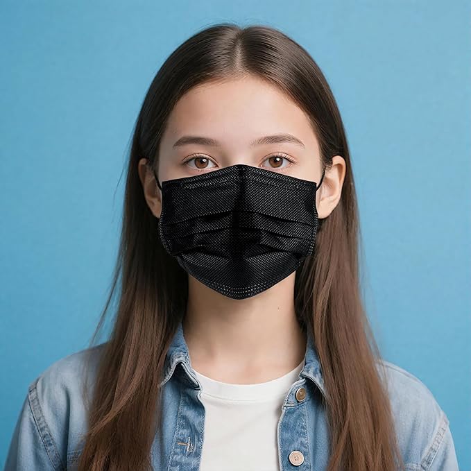NNPCBT Black Disposable Face Masks 125 Pack,3-Ply Breathable Mask For Adults,Great For Outdoors,Home, Office, School