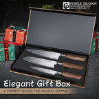 Purple Dragon Knife Set, 3Pcs Kitchen Knives Set, German VG10 Steel Japanese Chef Knife 7.8 Inch Santoku Knife 7 Inch Utility Knife 5.1 Inch, Razor-Sharp Knives with Gift Box