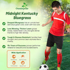 Outsidepride Midnight Kentucky Bluegrass Seed - 10 Lbs. Cold & Drought Tolerant, Sun-Loving Lawn Grass Seed, w/High Traffic Tolerance & Deep Root System, OptiGrowth Coated for Better Establishment