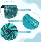 SquarePie Sequin Backdrop Less Transparent Background Sparkly Curtain for Wedding Party 6FT x 6FT Teal