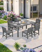 SERWALL Outdoor Dining Chairs Set of 2, All-Weather HDPE Patio Armless Chairs, Grey