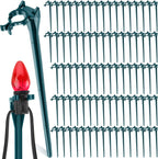 Jetec 60 Pieces Christmas Light Stakes Universal Yard Lawn Holiday 7.5 Inches Light Ground Stakes for C7 C9 String Lights Christmas Outdoor Lights Holders on Yards, Driveways (Green)