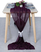 MDS Halloween Chiffon Table Runner - 10 Pack, 29 x 170 Inches, 14ft Each - Sheer Spooky Table Runners for Haunted House Parties, Trick-or-Treat Tables, Witchy Décor, Wedding & Events - Eggplant