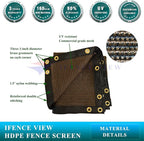 Ifenceview 6'x3' to 6'x50' Brown Shade Cloth/Fence Privacy Screen Fabric Mesh Net for Construction Site, Yard, Driveway, Garden, Railing, Canopy, Awning 160 GSM UV Protection (6' x 30')