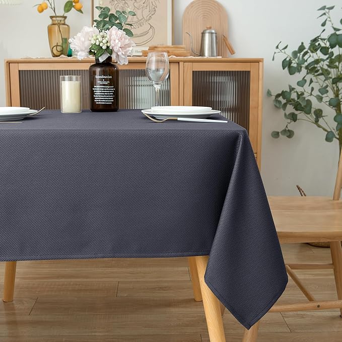 Biscaynebay Textured Fabric Square Tablecloth 54x54 Inch, Dark Grey Water Resistant Spill Proof Table Cloth Small Card Folding Table Covers for Dining, Kitchen, Wedding and Parties, Machine Washable