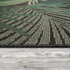 Indoor & Outdoor Rug Flat-Weave Jungle Floral Palm Trees Design Black Green, Size: 6'7" x 9'6"