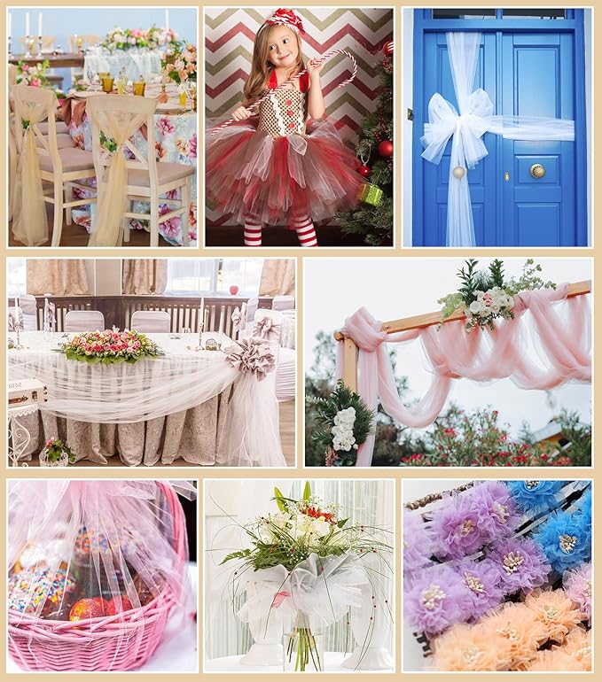 Lavender Tulle Fabric Roll, 54" x 40 Yards (120FT) Tulle for Wedding Decoration DIY Tutu Party Backdrop Baby Shower Table Skirts Gift Wrapping