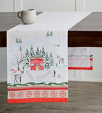 Maison d' Hermine Table Runner 100% Cotton Single Layer Table Runners 108 inches Long for Thanksgiving Christmas Decorations Home Kitchen Dining Party Wedding (Rural Christmas, 14.5" x 108")