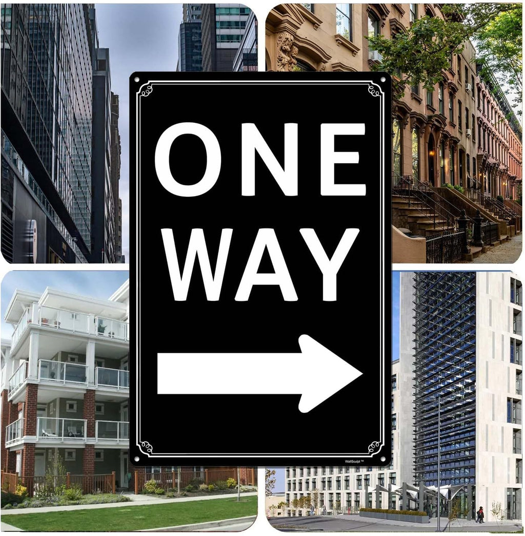 8x12" One Way" with Left Arrow - High-Intensity Aluminum Parking Lot Sign, Weatherproof & Fade-Resistant, Ideal for Outdoor & Indoor Use - Curbside Sign
