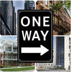 8x12" One Way" with Left Arrow - High-Intensity Aluminum Parking Lot Sign, Weatherproof & Fade-Resistant, Ideal for Outdoor & Indoor Use - Curbside Sign