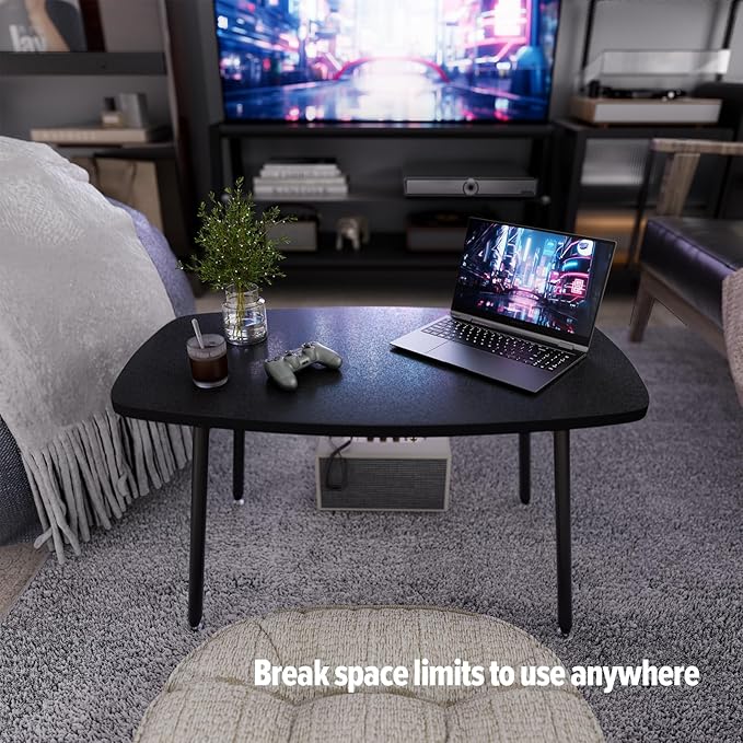 WOHOMO Folding Coffee Table Small Black Coffee Tables for Living Room Portable Simple Modern Rectangular Center Table for Small Spaces,No Assembly, 31.5 * 15.7 * 17.7IN, Black