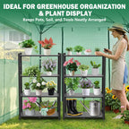 EAGLE PEAK 4-Tier Foldable Greenhouse Shelf, Heavy Duty Metal Storage Rack, No Assembly Steel Shelving Unit, Plant Stand for Greenhouse and Multi-Use Storage, 28”x14.6”x44.7”, 520 lbs, 2 Pack, Black