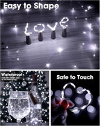 Hortsun 60 Pack Wine Bottle Lights with Cork Fairy Mini String Lights Battery Operated Mini Waterproof 7 ft Silver Wire 20 Led Cork Shape for Christmas, DIY, Party, Decor, Wedding, Bar(Cool White)