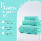 New Microfiber Bath Towel Set, 3 Piece, Oversize, Quick Dry, Lint Free, Includes Body, Hand and Face Towels