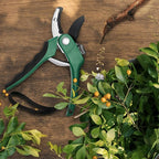 Nevlers 8" Green Anvil Pruning Shears Heavy Duty | Hand Pruners for Gardening w/Steel Blades, Safety Lock & Ergonomic Grip | 8mm Cut Plant Shears & Garden Clippers Handheld for Dead Stems & Branches