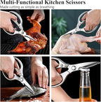 35pcs Deluxe Grilling Gifts Set for Birthday Fathers Day, Stainless Steel BBQ Accessories Kit for Men Dad, Professional Grill Tools Utensils with Scissors, Meat Claws in Aluminum Case Black