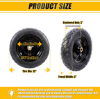 MZREXN 4.80/4.00-8" Flat Free Tire and Wheel 15" Solid Wheelbarrow Tires, 3.00-4.00/4.80-8" with 5/8" & 3/4" Bearings, 3" Centered Hub for Hand Truck Garden Trailers Utility Cart Yard Wagon 2PCS Black
