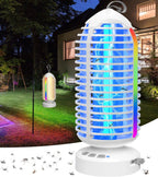 Bug Zapper Outdoor with Colorful Lighting and Auto-Sensing, 3 in 1 Cordless 4000mAh Battery Electric Fly Trap, Rechargeable Mosquito Zapper for Camping, Patios, Garden, Kitchen (2Pack-White)