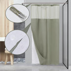 N&Y HOME Stall Waffle Weave Shower Curtain with Snap-in Fabric Liner & Hooks Set - 36" x 72" Small Shower Stall Size, Hotel Style & Mesh Top Window, Machine Washable - 36x72, Sage Green