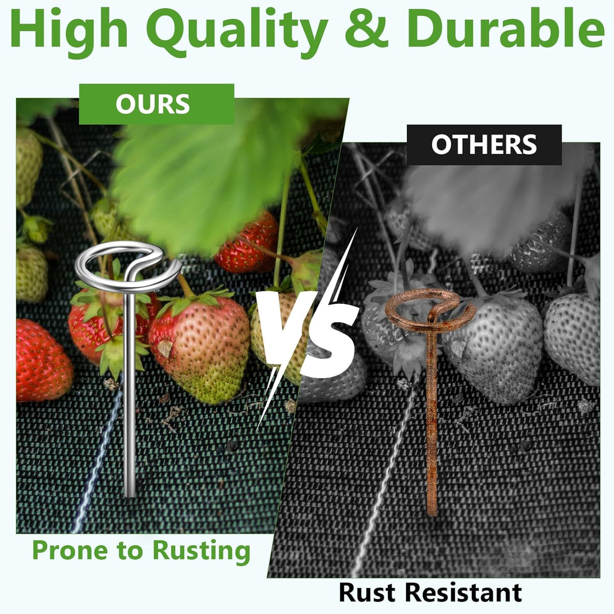 120 Pcs Landscape Staples, Thickened 8 Gauge Circle Top Landscape Fabric Pins, 6 Inch Galvanized Garden Stakes, Rust-Resistant, Heavy Duty Ground Pins for Securing Lawn Fabric Weed Barrier