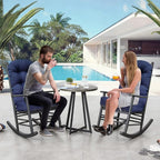 Outdoor Adirondack Chair Cushion Set of 2 Teal Blue Waterproof Tufted High Back Patio Cushions of Upper and Lower with Ties for Garden Backyard 47 * 19.68 * 3.9"
