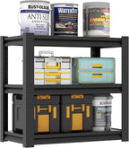 31.5" H Metal Storage Shelving, 1500LBS Heavy Duty Shelves Unit, Adjustable 3 Tier Storage Rack, Industrial Utility Shelf for Garage, Warehouse, Bedroom, Kitchen,18" D×34“W×31.5”H, Black