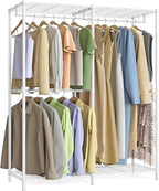 SONGMICS Clothes Rack, Freestanding Wardrobe Closet, Metal Clothing Racks, Heavy-Duty Garment Rack with Adjustable Shelves, Hanging Rods, Dividable, 15.8 x 47.2 x 70.9 Inches, Cloud White ULGR423W01