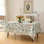 patdrea Designer Linen Green Small Cloth for Rectangle Table,Vintage Italian Floral Country Linen Tablecloth,Decor Cover for Kitchen Dining,Christmas,Thanksgiving,Tea Party,55"x71"-Tree Life