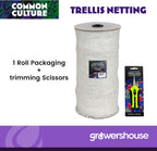 Soft Mesh Nylon Trellis Netting Bulk Roll - 6.5 x 350 ft Heavy-Duty Garden Netting for Plants + COMMON CULTURE Trimming Scissors