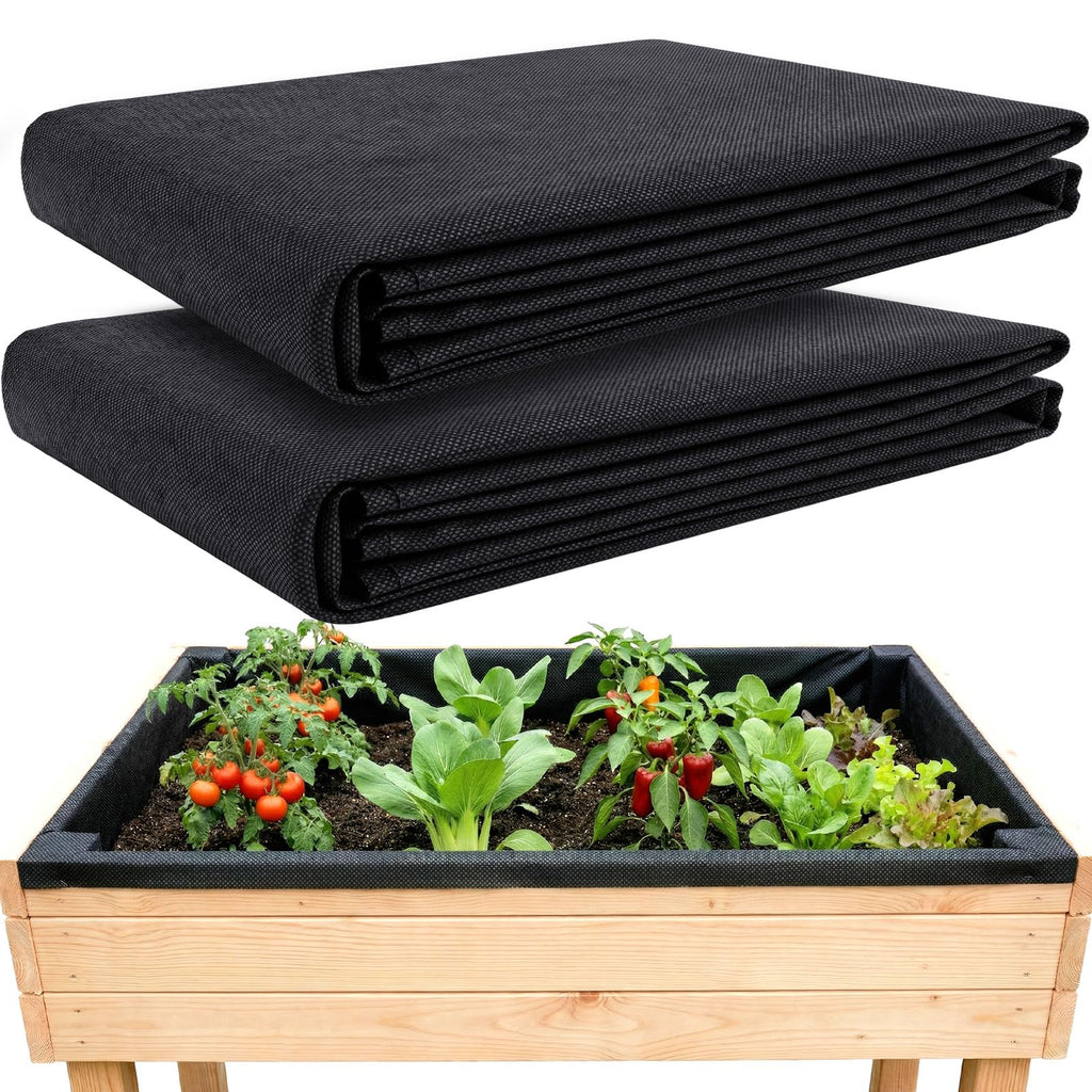 EcoBrisa 2PCS 63 * 83IN Raised Garden Bed Liner, Non Woven Fabric for Large Veg Trough, Cuttable Plant Liner Keeps Soil Contained & Water Drainage for Outdoor Planter Veg Trough