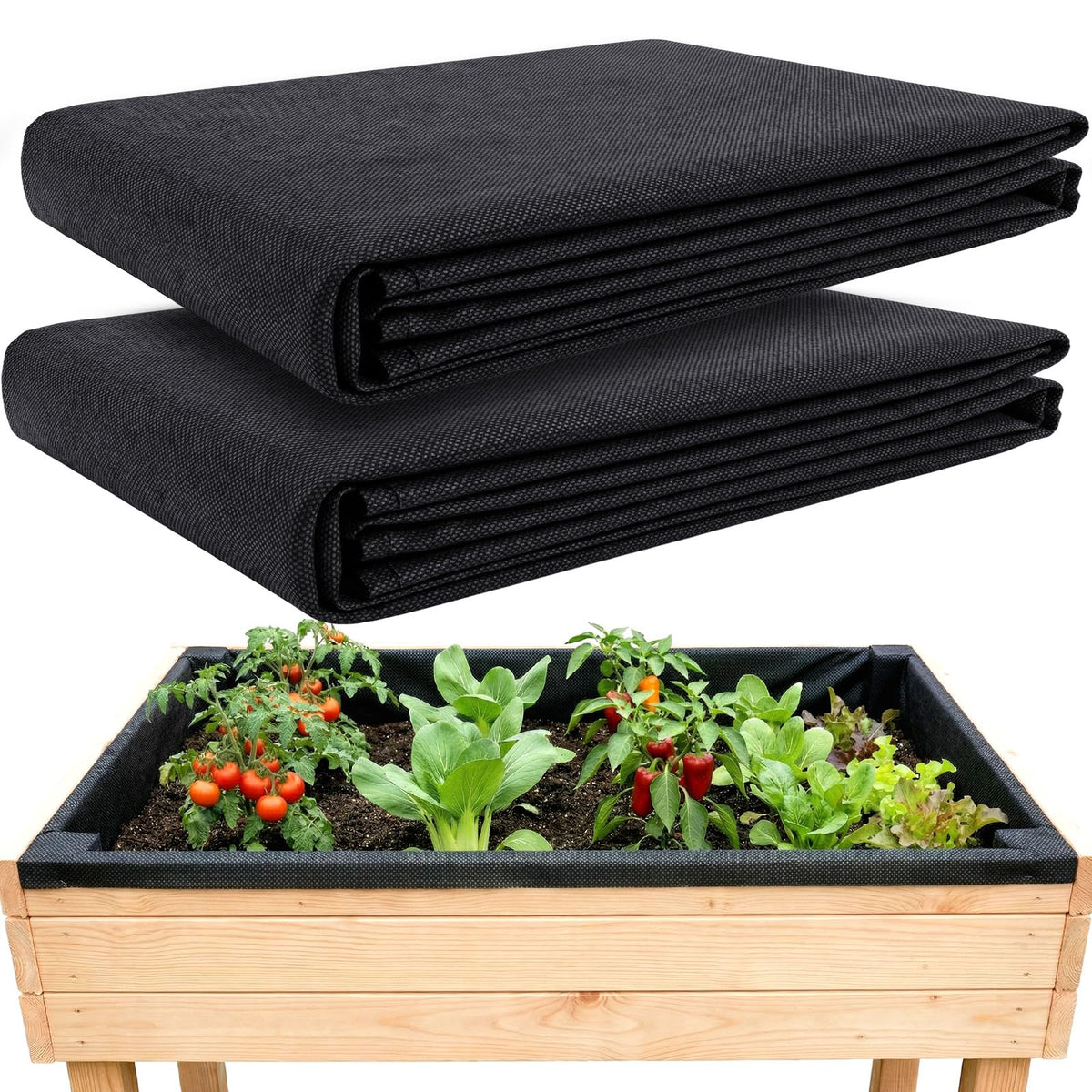 EcoBrisa 2PCS 63 * 83IN Raised Garden Bed Liner, Non Woven Fabric for Large Veg Trough, Cuttable Plant Liner Keeps Soil Contained & Water Drainage for Outdoor Planter Veg Trough