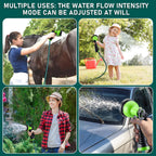 Pangda 50 Ft x 3/8'' Coil Garden Hose EVA Recoil Garden Self Coiling Expanding Water Hose with 6 Function Spray Nozzle Universal 3/4'' Brass Connector Fitting for Outdoor Yard(Green)