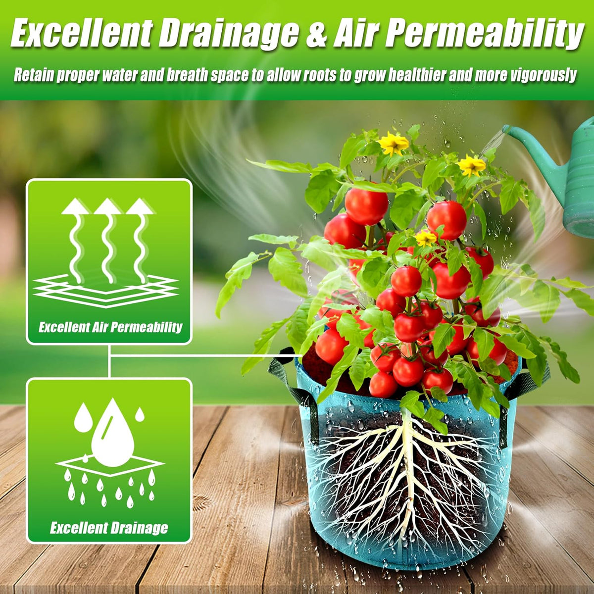 15 Gallon Grow Bags, 7 Pack Colorful Fabric Plant Pots with Handles for Garden and Outdoor Planting