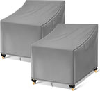 WLEAFJ Outdoor Chair Covers Waterproof, Gray Lawn Patio Furniture Covers, Heavy Duty Wicker Garden Sofa Chair Cover, 2 Pack - 31.5" W x 33.5" D x 36" H
