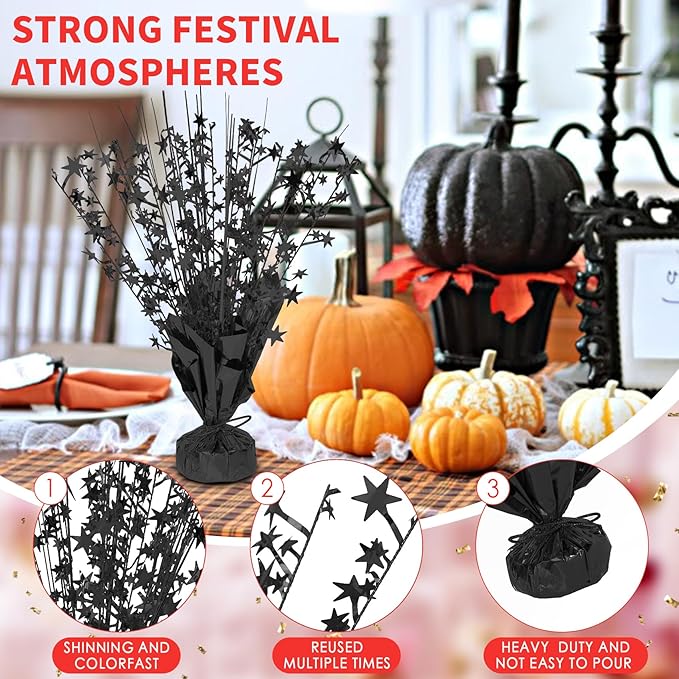 6 Pack Star Table Centerpieces for Party, Birthday Table Decorations for Kids Adults, Party Centerpieces for Tables for Wedding Baby Shower Graduation Holiday Event (Black)