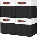 Collapsible Fabric Storage Cubes 11x11 Cube Storage Bins, 4 Pack Closet Baskets Box with Handles for Organizing, Shelf, Toys, Clothes, Home, Office, Nursery (Black&White)